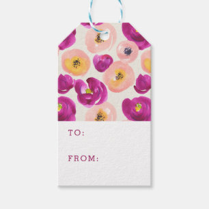 Add Your Name   Watercolor Botanical Pattern Gift Tags