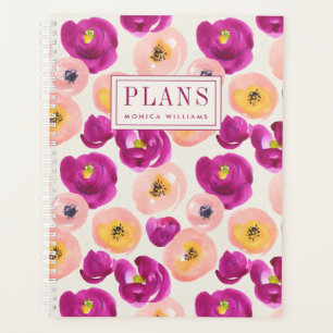 Add Your Name Watercolor Botanical Pattern Planner