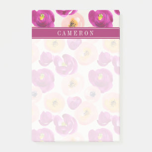 Add Your Name Watercolor Botanical Pattern Post-it Notes