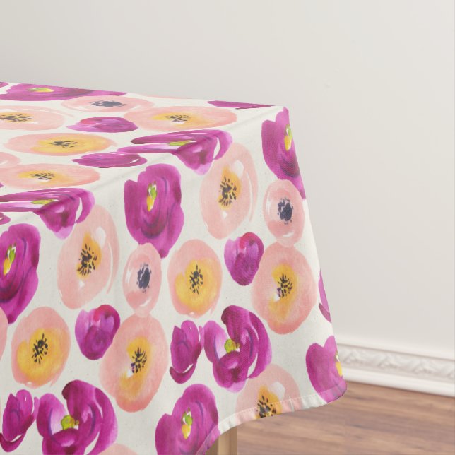Add Your Name | Watercolor Botanical Pattern Tablecloth (In Situ)