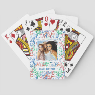 Add Your Name   Watercolor Coral Pattern Playing Cards