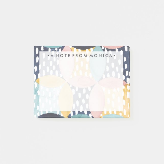 Add Your Name | Watercolor Geometric Circles Post-it Notes (Front)
