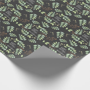 Add Your Name   Watercolor Green Foliage Holidays Wrapping Paper