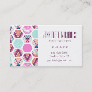 Add Your Name   Watercolor Hexagon Pattern Business Card
