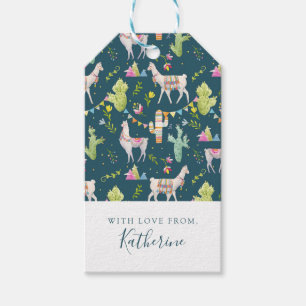 Add Your Name   Watercolor Llama Flag Pattern Gift Tags