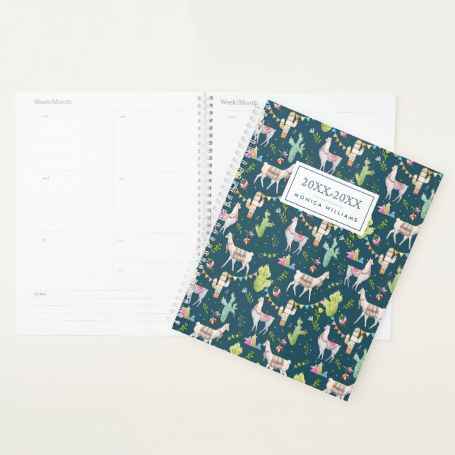 Add Your Name | Watercolor Llama Flag Pattern Planner (Display)