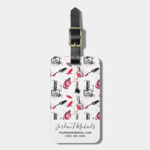 Add Your Name Watercolor Nail Polish Pattern Luggage Tag