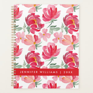 Add Your Name Watercolor Peony Pattern Planner