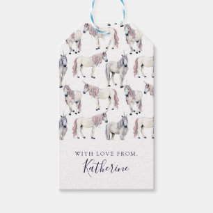 Add Your Name   Watercolor Unicorn Fairy Tale Gift Tags