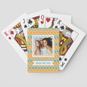 Add Your Name Watercolor Waves Pattern Playing Cards