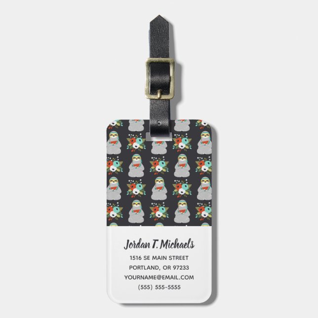 Add Your Name | Watermelon Sloth Pattern Luggage Tag (Front Vertical)