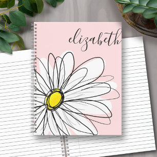 Add Your Name Whimsical Daisy CAN edit colour Notebook