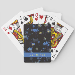 Add Your Name   Wind Blown Floral Pattern Playing Cards