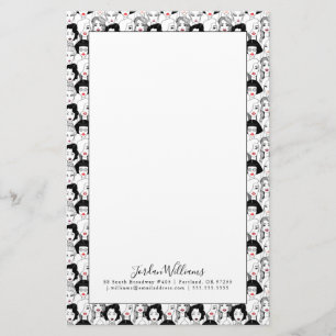 Add Your Name Women With Lipstick Pattern Stationery