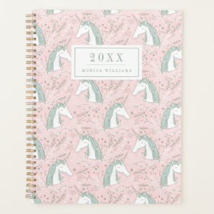 Add Your Name/Year Sweet Floral Unicorn Pattern Planner