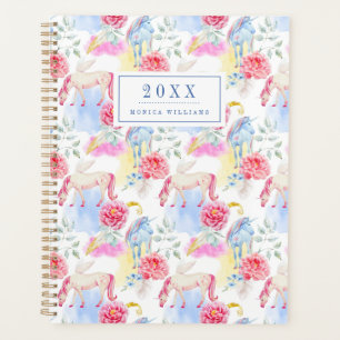 Add Your Name/Year   Watercolor Unicorn & Pegasus Planner