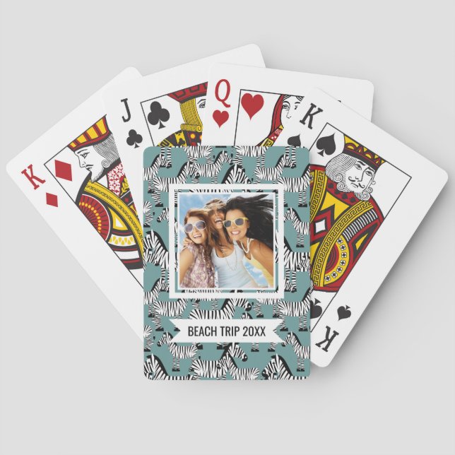 Add Your Name | Zebra Pattern Playing Cards (Back)