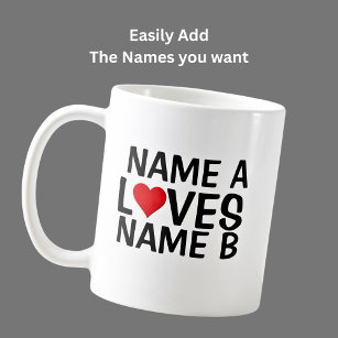 Add Your Names  - Name Loves Heart Name  Coffee Mug
