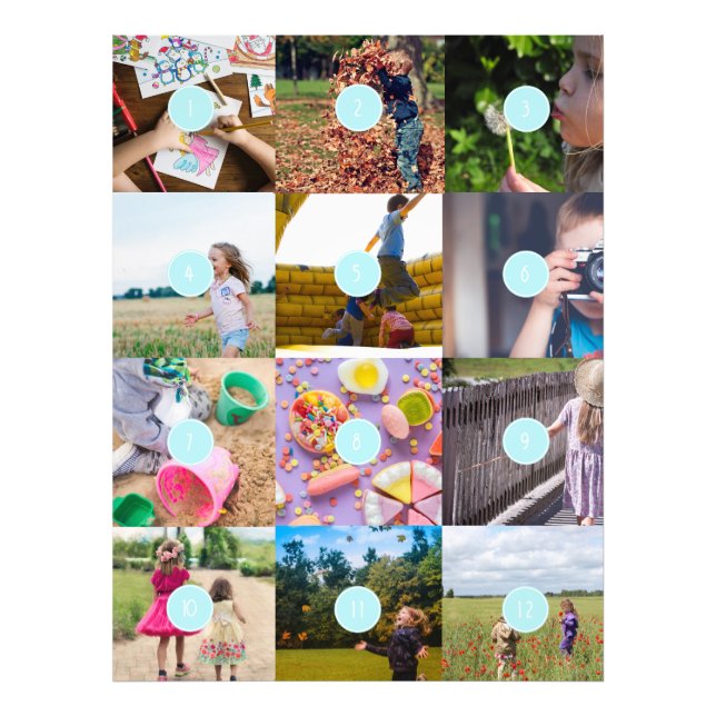 Add your own 12 Photos Customisable Card Photo Print (Front)