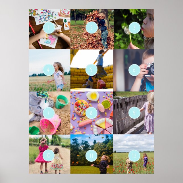 Add your own 12 Photos Customisable Card Poster (Front)