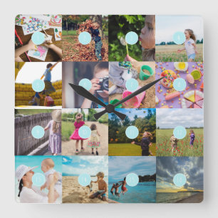 Add your own 16 Photo Customisable Collage Clock