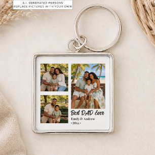 Add Your Own 3 Photos Best Dad Key Ring