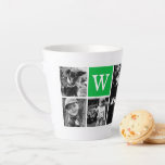 Add Your Own 4 Photo Gallery and Green Monogram Latte Mug<br><div class="desc">Simple and sweet design can be personalised with 5 pictures,  a monogram and any text of your choice. The perfect custom gift for grandparents,  new parents,  newlyweds,  best friends,  or as a nice wedding,  birthday,  graduation keepsake.</div>