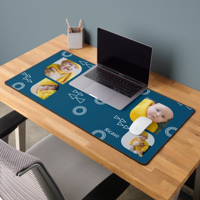 Add Your Own 4 Photographs and Text Personalised  Desk Mat (Office 2)