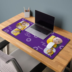 Add Your Own 4 Photographs and Text Personalised Desk Mat