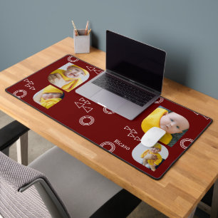 Add Your Own 4 Photographs and Text Personalised Desk Mat