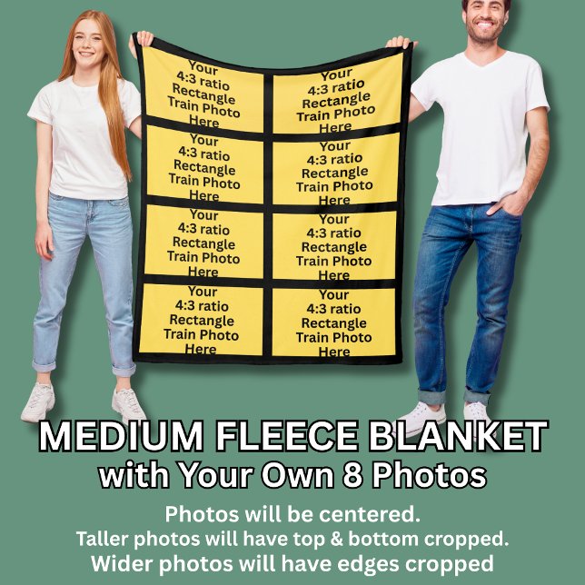 Add your Own 8 Train Photos  Fleece Blanket (Creator Uploaded)