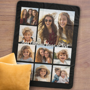 Add Your Own 9 Photos Collage -- CAN edit COLOR Sherpa Blanket