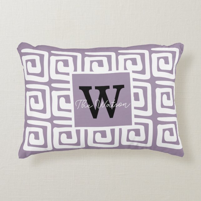 Add your own artwork and name Purple Greek Decorative Cushion (Front)