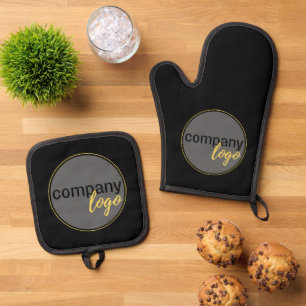 ADD YOUR OWN BUSINESS COMPANY LOGO HERE MARKETING OVEN MITT & POT HOLDER SET