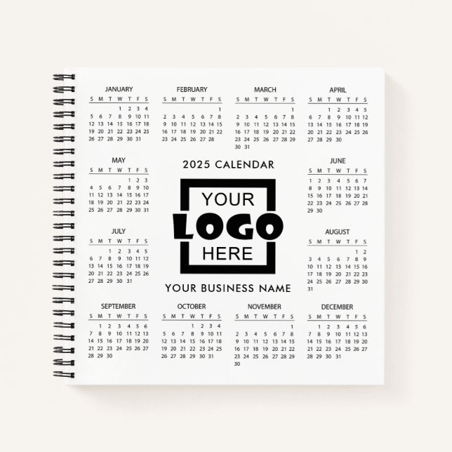 Add Your Own Business Logo 2025 Calendar Notebook (Front)