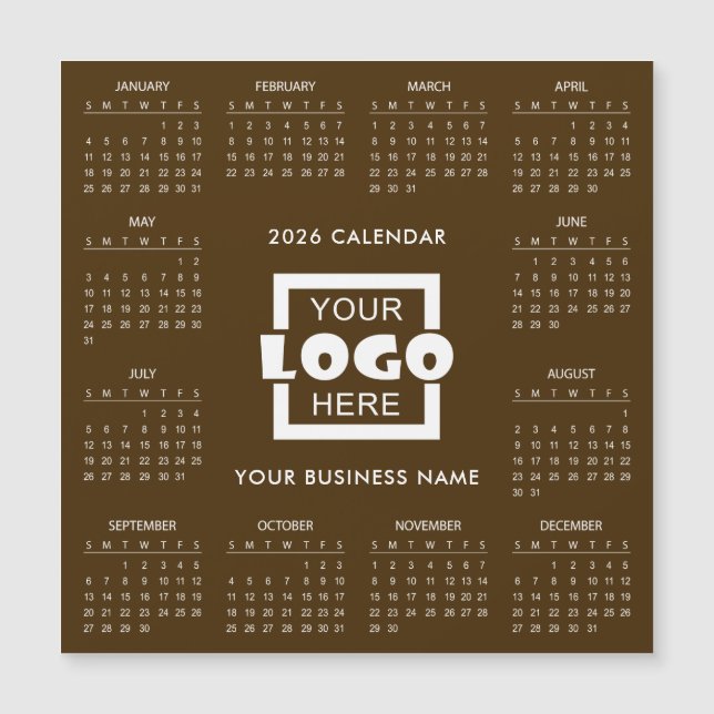 Add Your Own Business Logo 2026 Calendar | Magnet (Front)