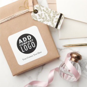 Add Your Own Business Logo Custom Text Square Sticker