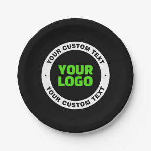 Add Your Own Business Logo or Uploaded Design Paper Plate