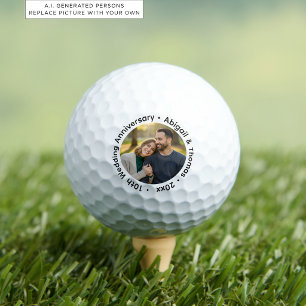 Add Your Own Couple Photo 10th Wedding Anniversary Golf Balls