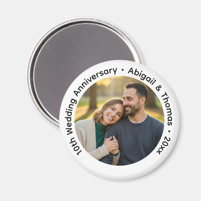 Add Your Own Couple Photo 10th Wedding Anniversary Magnet (Front/Back)