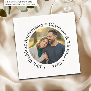 Add Your Own Couple Photo 10th Wedding Anniversary Napkin