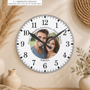 Add Your Own Couple Photo 10th Wedding Anniversary Round Clock