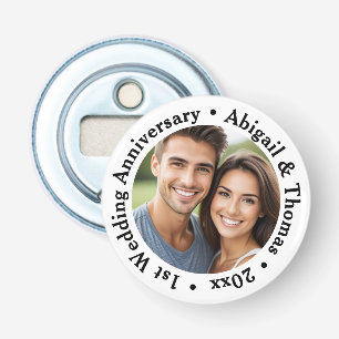 Add Your Own Couple Photo 1st Wedding Anniversary Bottle Opener