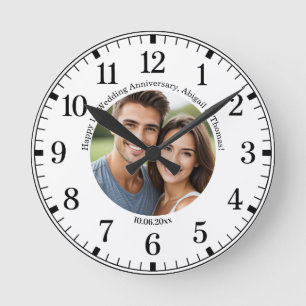 Add Your Own Couple Photo 1st Wedding Anniversary  Round Clock
