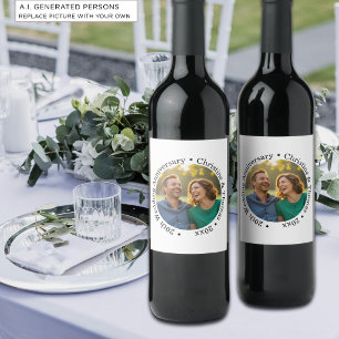 Add Your Own Couple Photo 20th Wedding Anniversary Wine Label