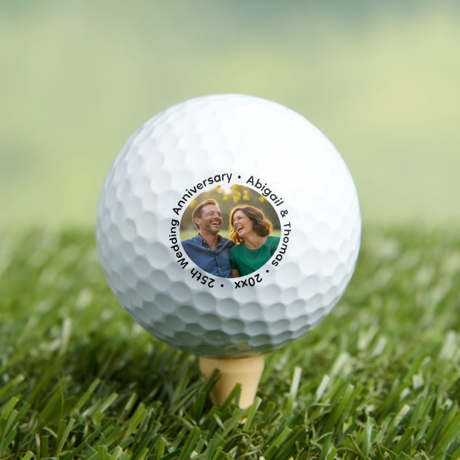 Add Your Own Couple Photo 25th Wedding Anniversary Golf Balls (Insitu Tee)
