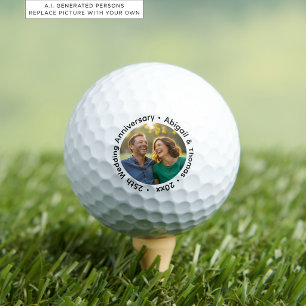 Add Your Own Couple Photo 25th Wedding Anniversary Golf Balls