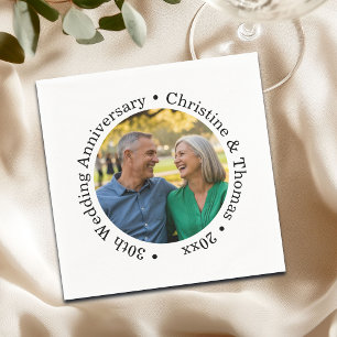 Add Your Own Couple Photo 30th Wedding Anniversary Napkin