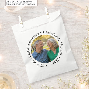Add Your Own Couple Photo 35th Wedding Anniversary Favour Bags