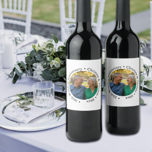 Add Your Own Couple Photo 35th Wedding Anniversary Wine Label